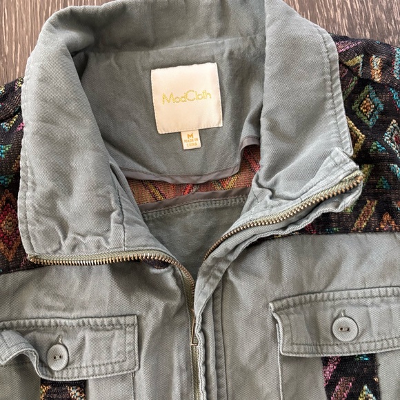 ModCloth Utility Green Aztec Embroidery Jacket M - Picture 6 of 11